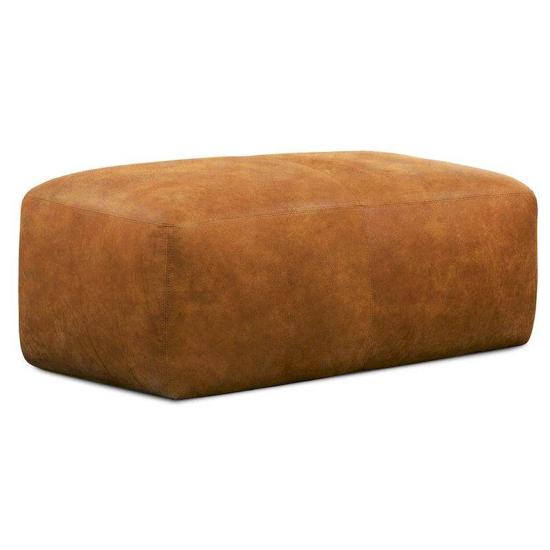 Pouf ottoman en cuir pleine fleur italien