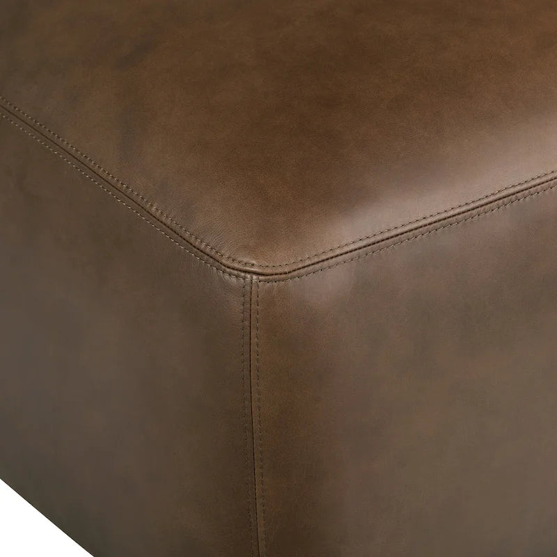 Pouf ottoman en cuir pleine fleur italien