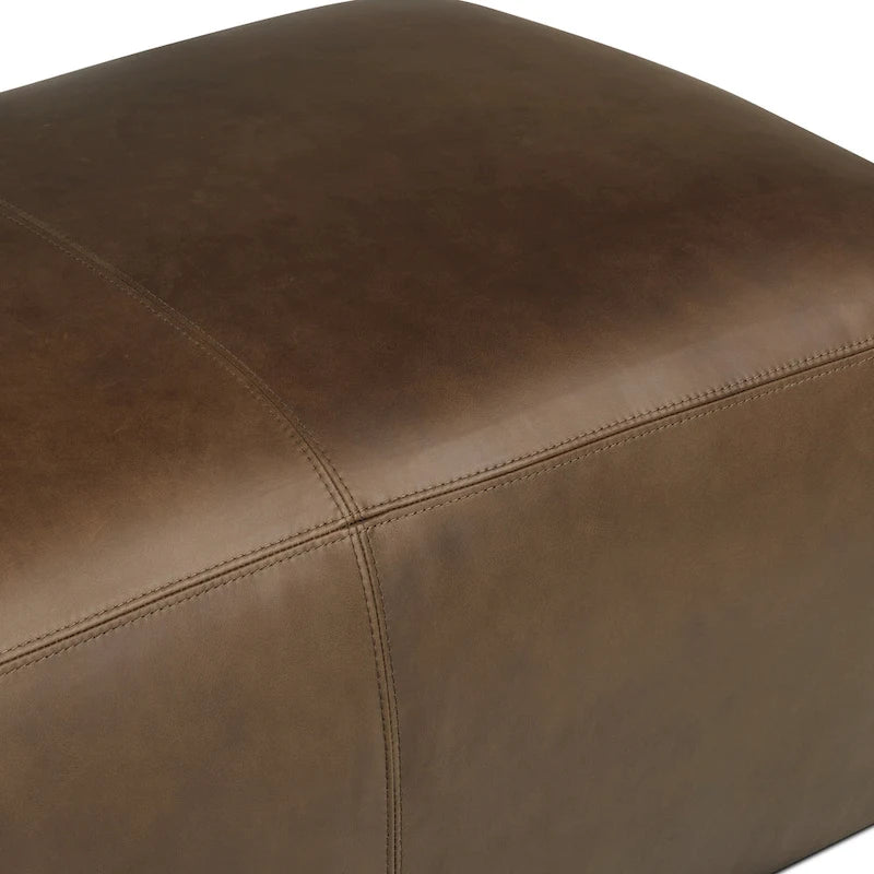 Pouf ottoman en cuir pleine fleur italien