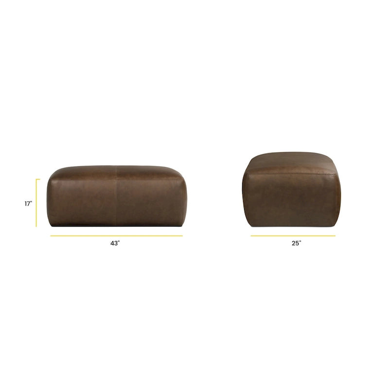 Pouf ottoman en cuir pleine fleur italien