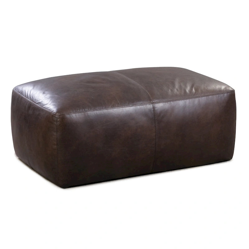Pouf ottoman en cuir pleine fleur italien