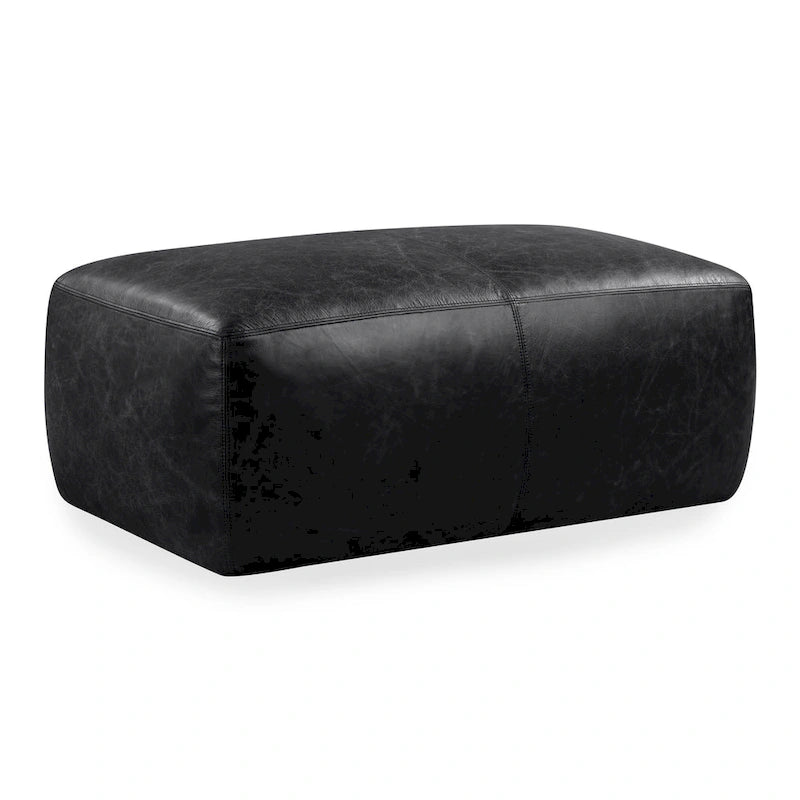 Pouf ottoman en cuir pleine fleur italien