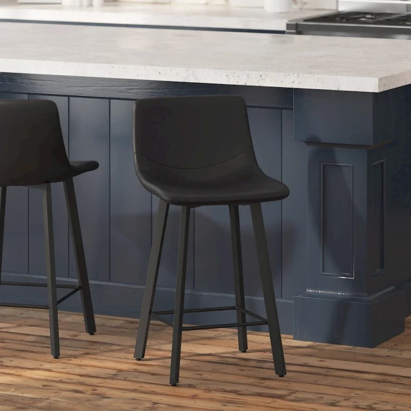Lot de 2 tabourets de comptoir en métal rembourrés sans accoudoirs