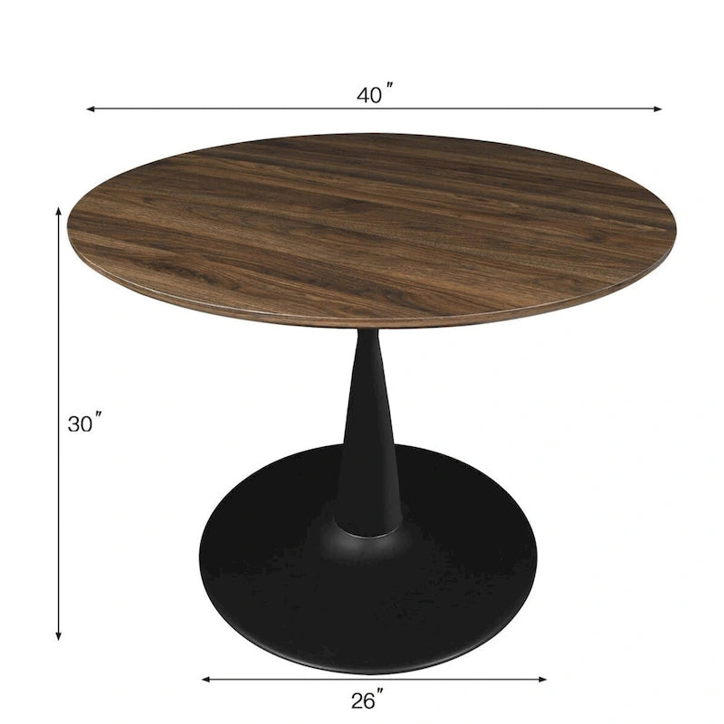 Table à manger ronde couleur noyer