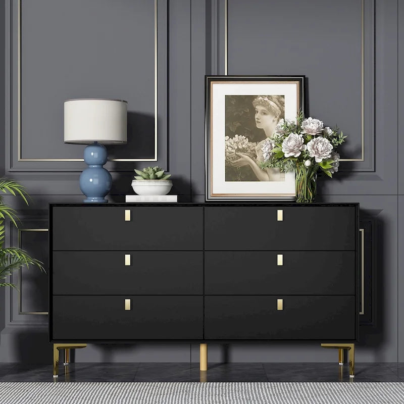 Commode de rangement à 6 tiroirs, style Mid-Century