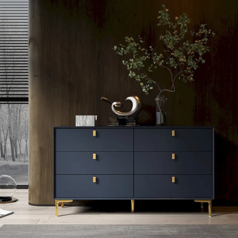 Commode de rangement à 6 tiroirs, style Mid-Century