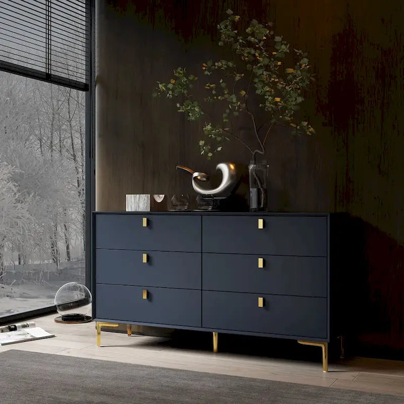 Commode de rangement à 6 tiroirs, style Mid-Century