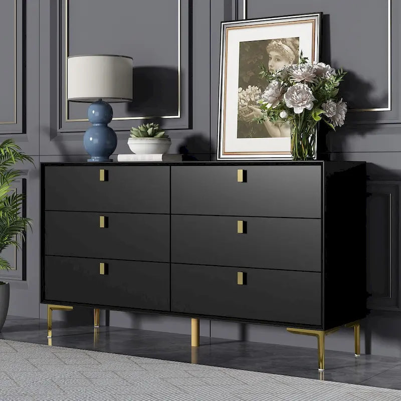 Commode de rangement à 6 tiroirs, style Mid-Century