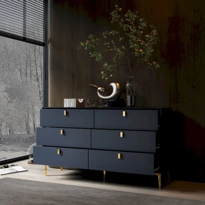Commode de rangement à 6 tiroirs, style Mid-Century