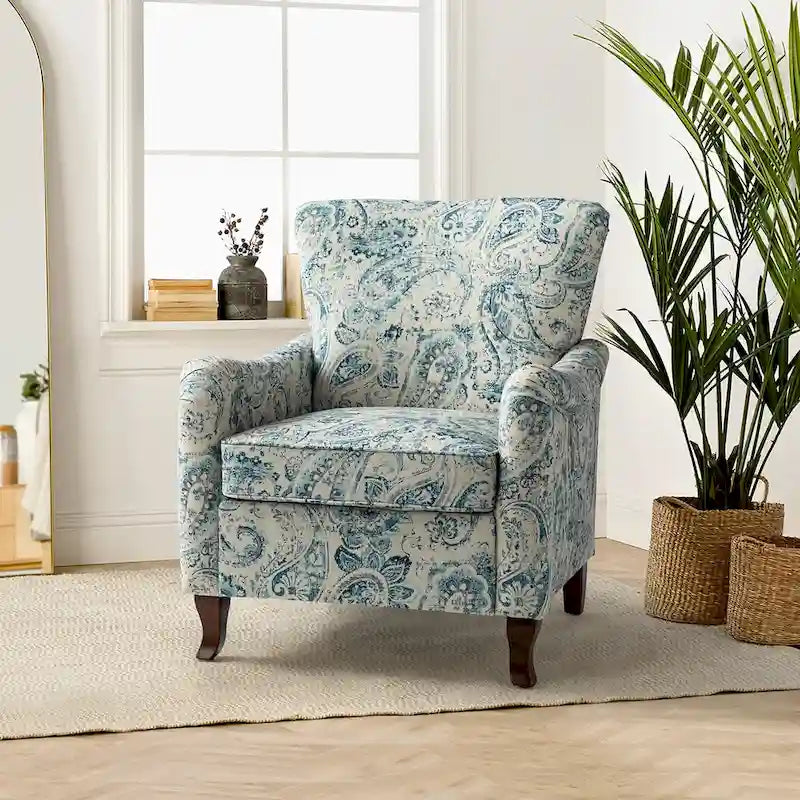 Fauteuil capitonné floral moderne avec dossier à oreilles