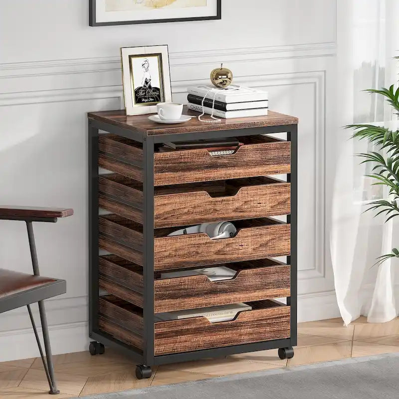 Commode 5 Tiroirs et Commode 7 Tiroirs Meuble de Rangement en Bois à Tiroirs