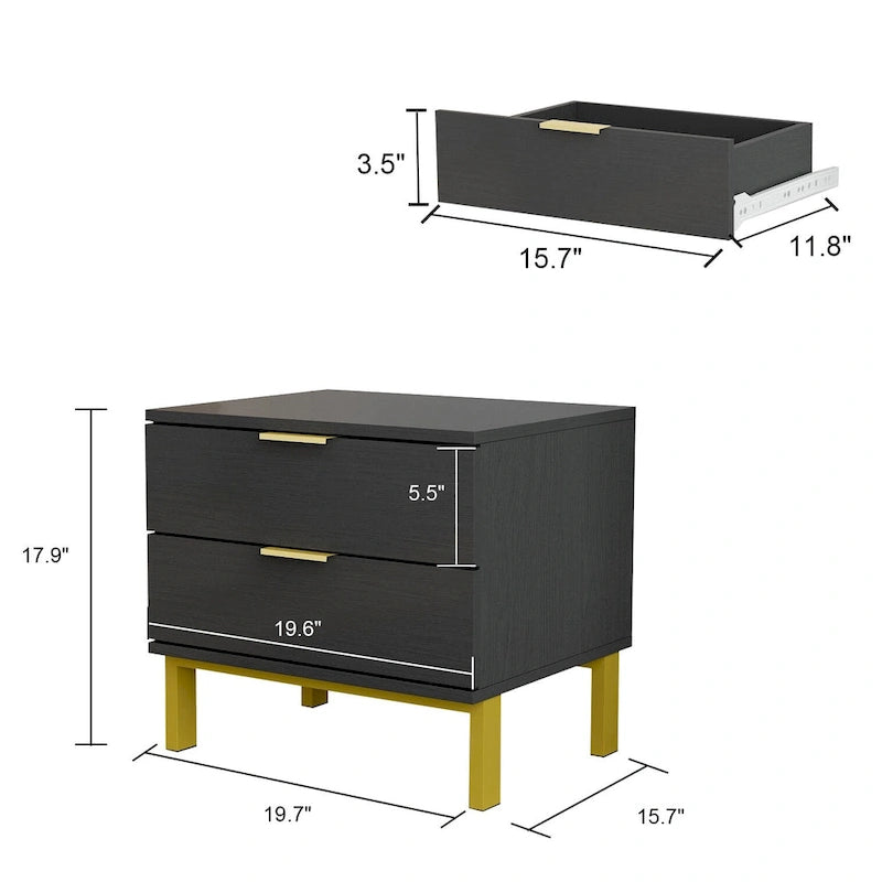 Table de chevet à 2 tiroirs pour la maison