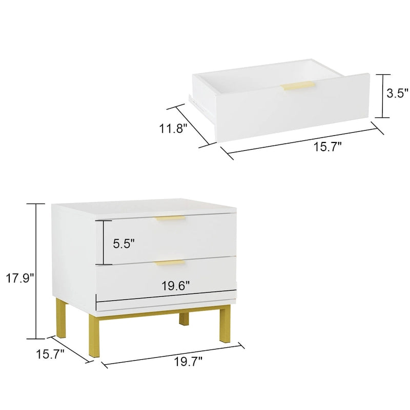 Table de chevet à 2 tiroirs pour la maison