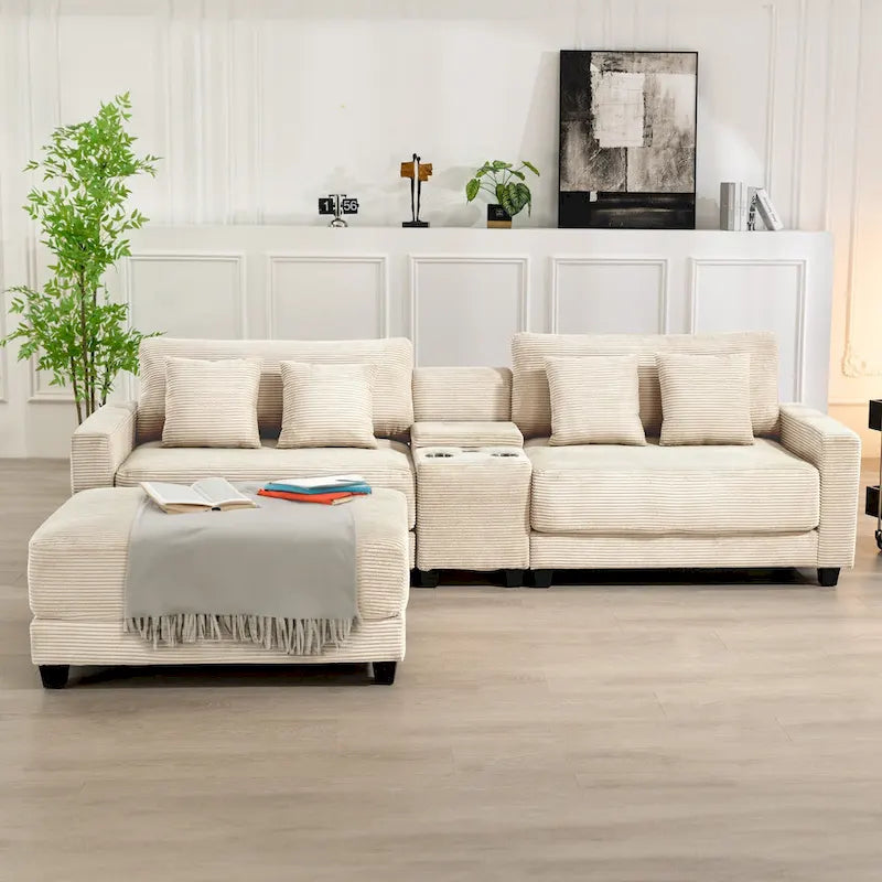 Le Pouf Contemporain en Velours Côtelé Surdimensionné