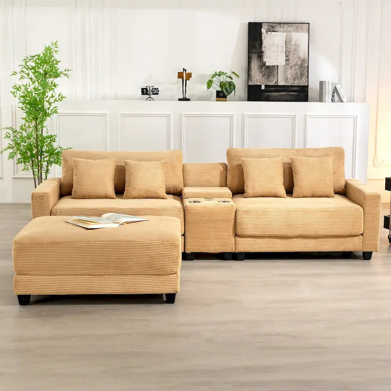 Le Pouf Contemporain en Velours Côtelé Surdimensionné