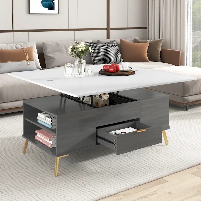 Table basse relevable multifonctionnelle avec tiroirs